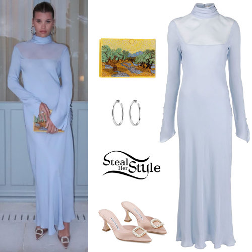 Light Blue Dress, Satin Pumps