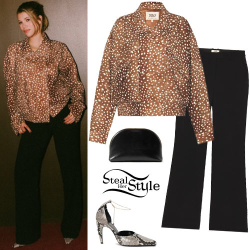 Printed Jacket, Black Pants