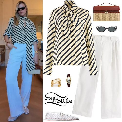 Striped Blouse, White Pants