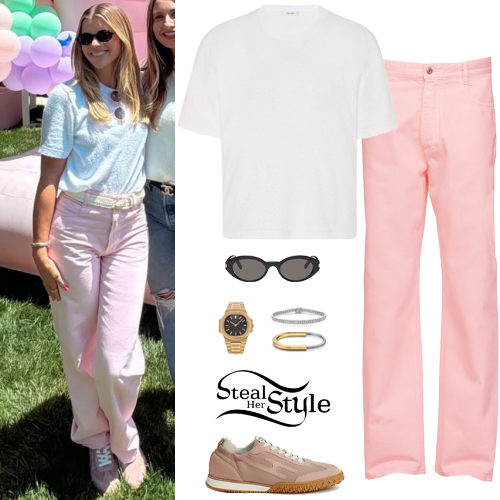 White T-Shirt, Pink Jeans