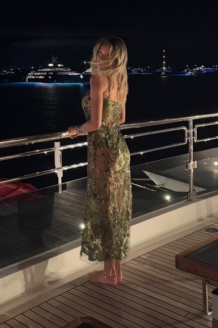 Green Sheer Embroidered Kennedy Gown