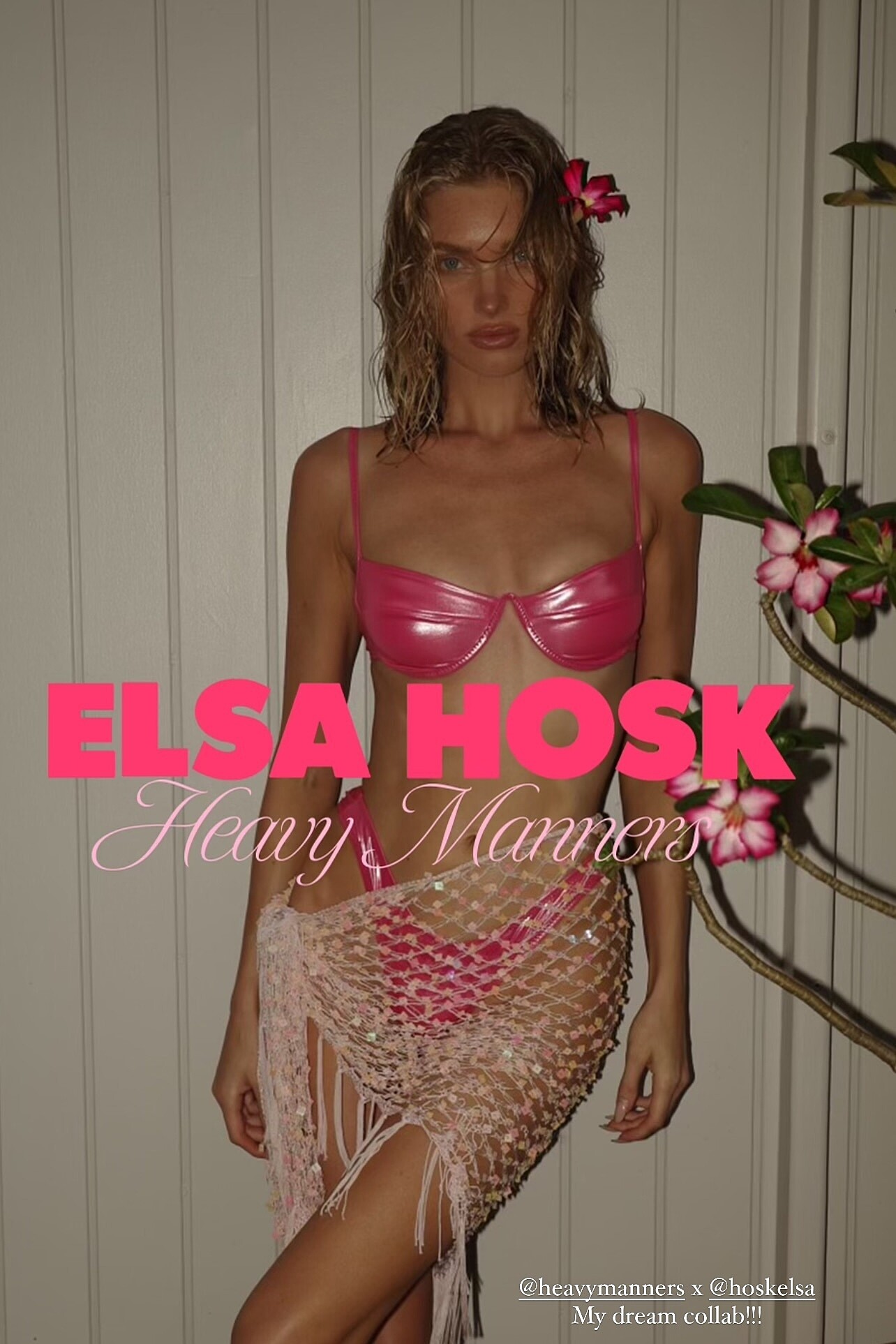 Pink Metallic Bikini and Sequin Crochet Pareo