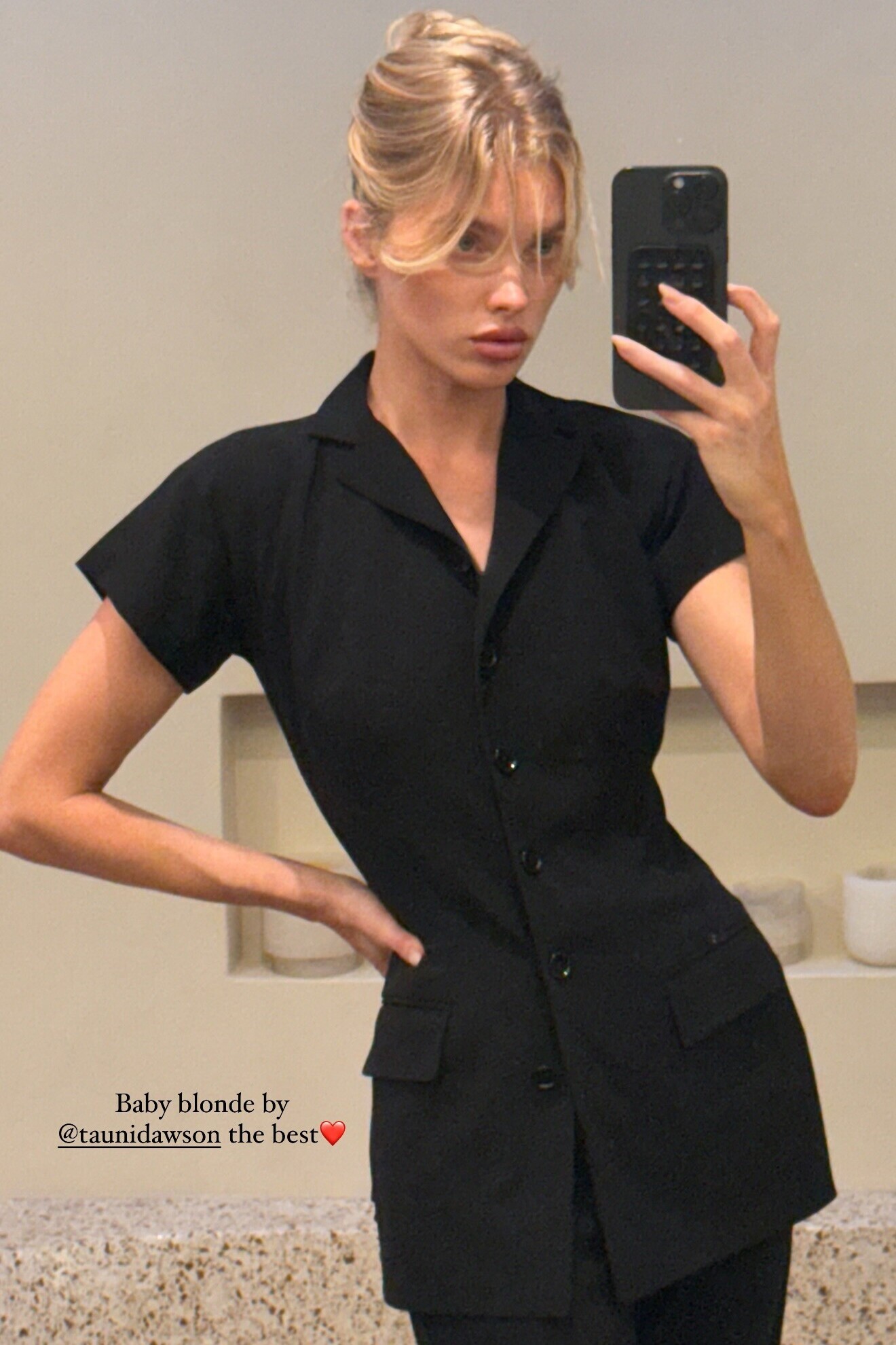 Black Tailored Button-Down Tunic and Trousers