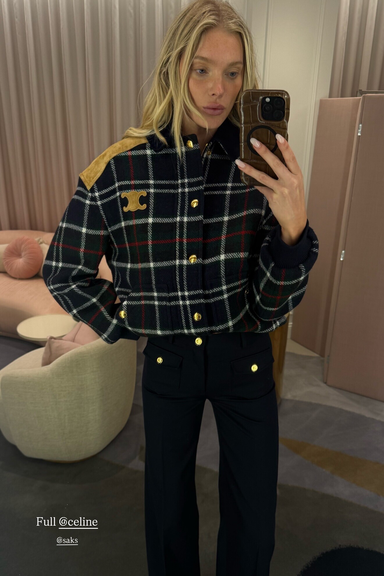 Celine Tartan Blouson Jacket and Wool Trousers