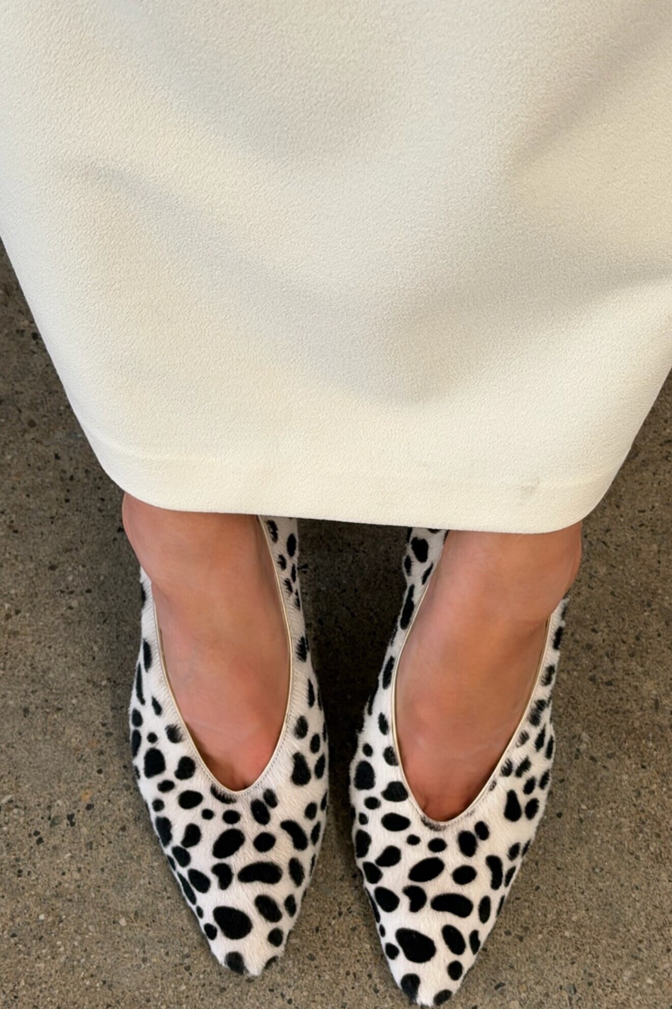 Bottega Veneta Sofia Dalmatian Flats and White Maxi Dress