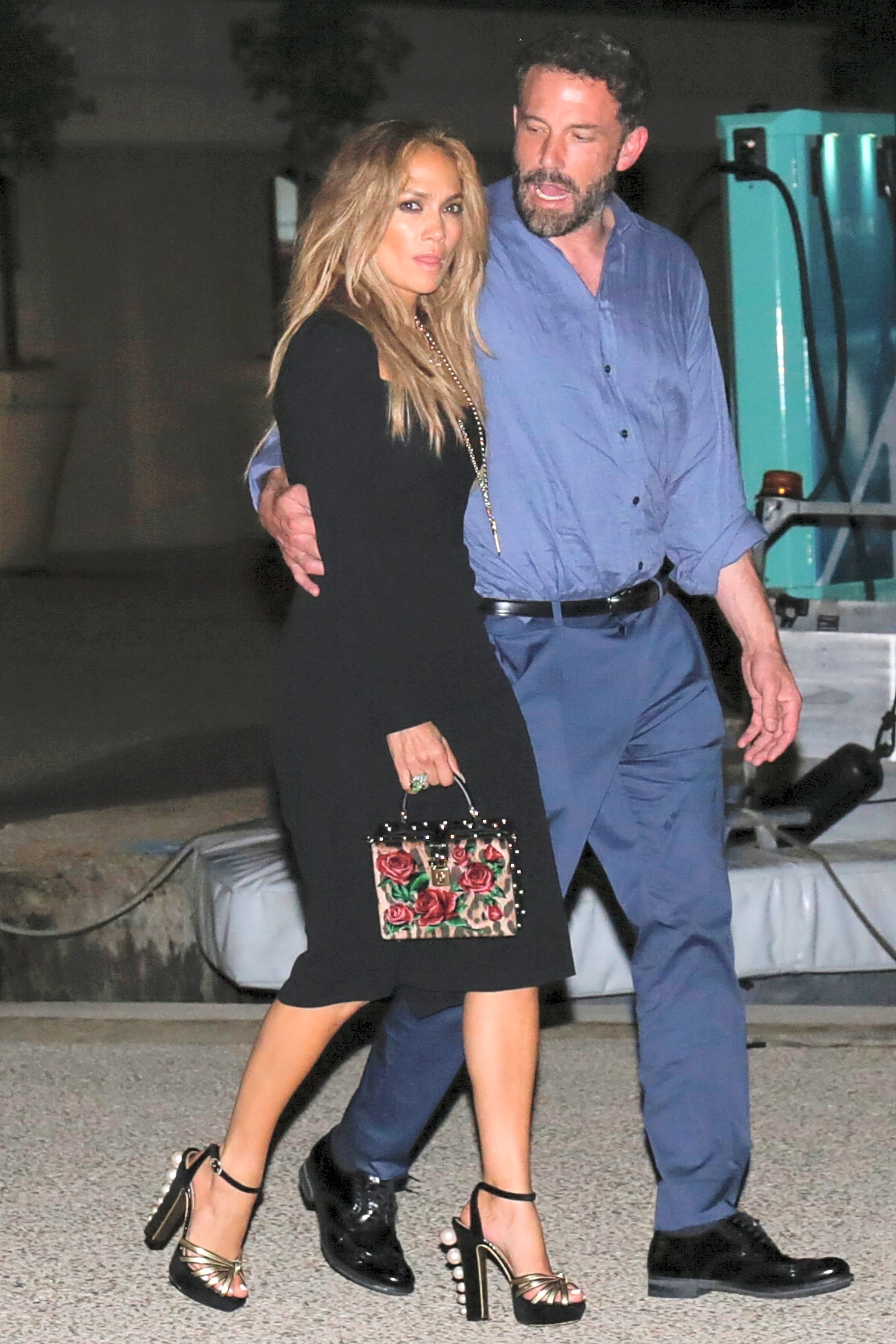 Black Cady Mini Dress and Leopard Rose Bag