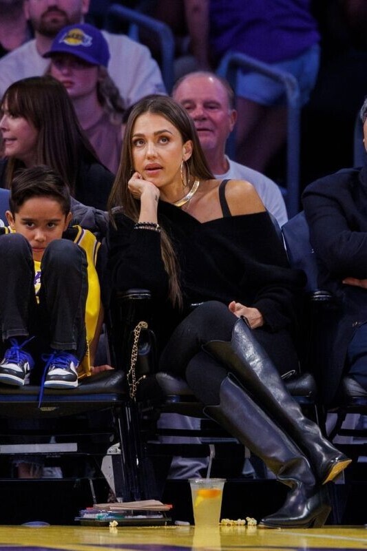 Jessica Alba Lakers Vs. Rockets NBA Game April 12, 2025