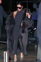 Faux Fur Maxi Coat and Ribbed Knit Jumpsuit