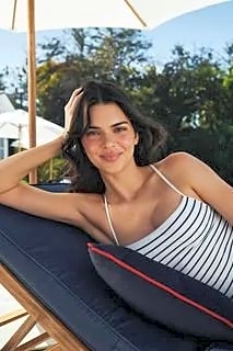 Striped One-Piece Swimsuit and Linen Blend Pants