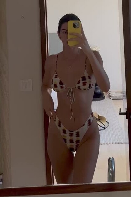 Abstract Print Triangle Bikini and High Cut Bottoms