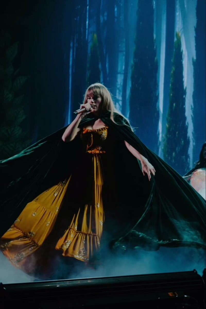 Etro Custom Yellow Dress and Green Cape