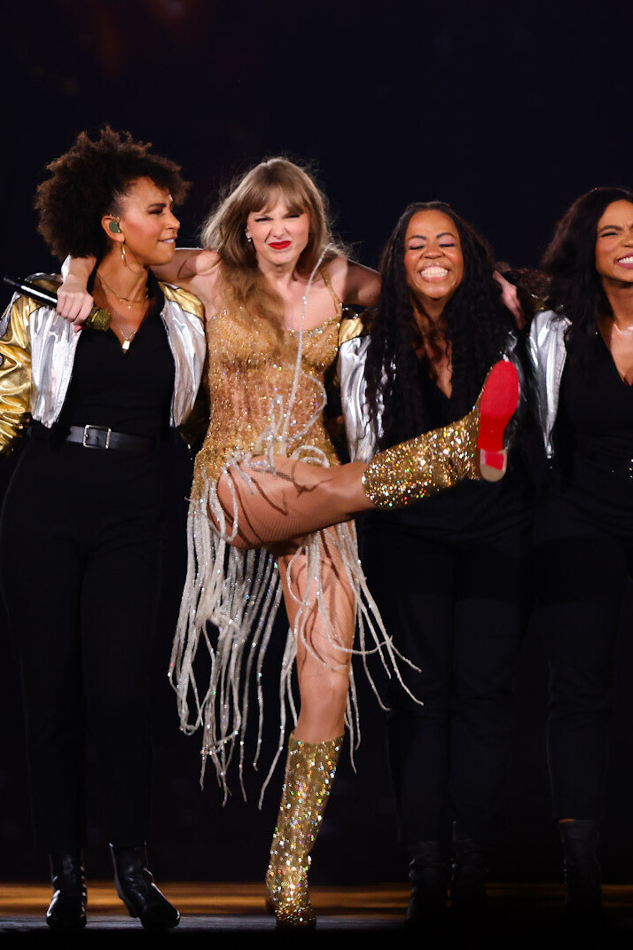 Gold Fringe Mini Dress and Sequin Boots