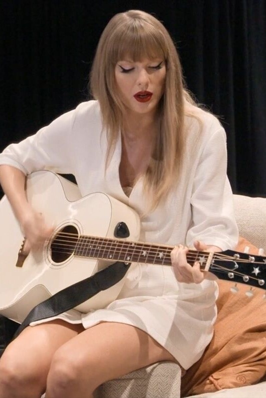 White Waffle Knit Robe and Acoustic Guitar