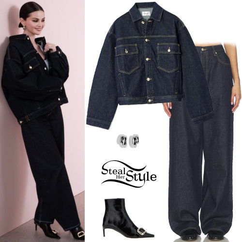 Dark Denim Boxy Jacket and Wide-Leg Jeans