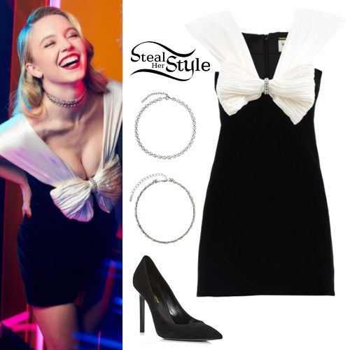 Silk Bow Velvet Mini Dress and Suede Pumps