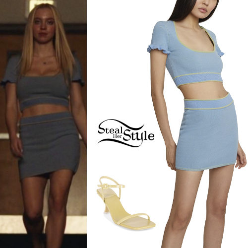 Blue Knit Top and Skirt