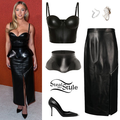 Leather Corset Top, Midi Skirt