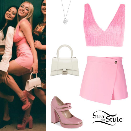 Pink Knit Crop Top and Asymmetric Skort