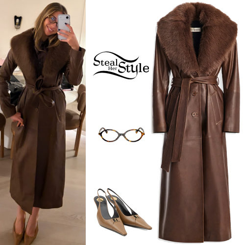 Leather Coat, Camel Pumps