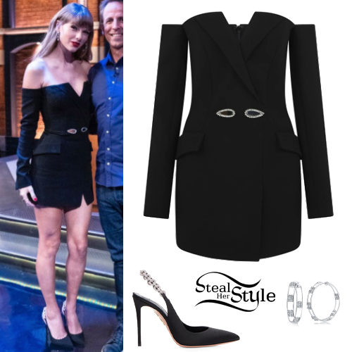 Black Mini Dress, Crystal Pumps