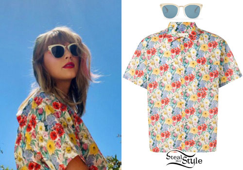 Round Sunglasses, Floral Shirt