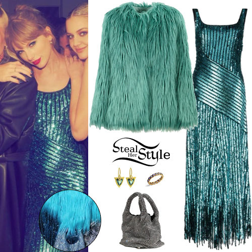 Sequin Dress, Green Coat