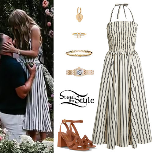 Striped Dress, Brown Sandals