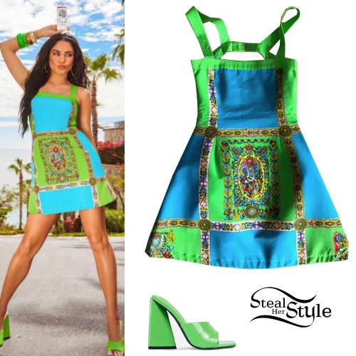 Blue-Green Dress and Mules