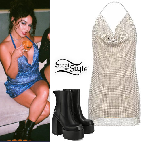 Blue Mini Dress, Platform Boots