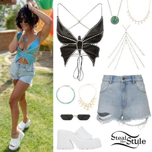 Butterfly Top, Denim Shorts