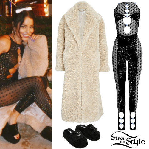 Shearling Coat, Black Jumpsuit