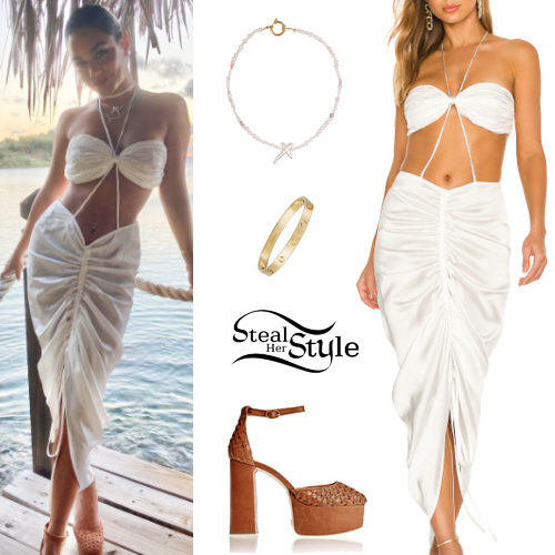 White Dress, Brown Shoes