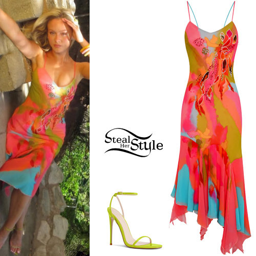 Floral Dress, Lime Sandals