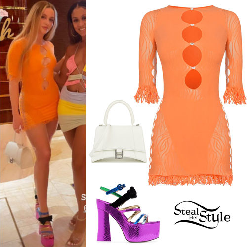 Orange Dress, Platform Sandals