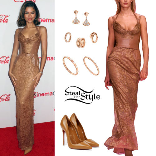 Brown Gown and Pumps