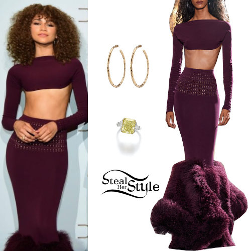 Alaïa Burgundy Crop Top and Mermaid Skirt