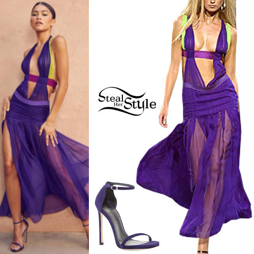 Purple Gown, Strappy Sandals