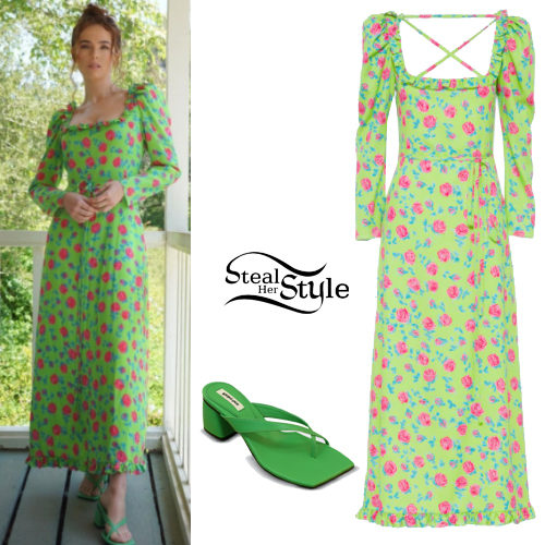 Green Dress and Sandals