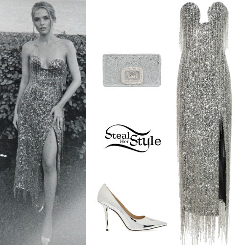 Sequin Dress, Silver Pumps